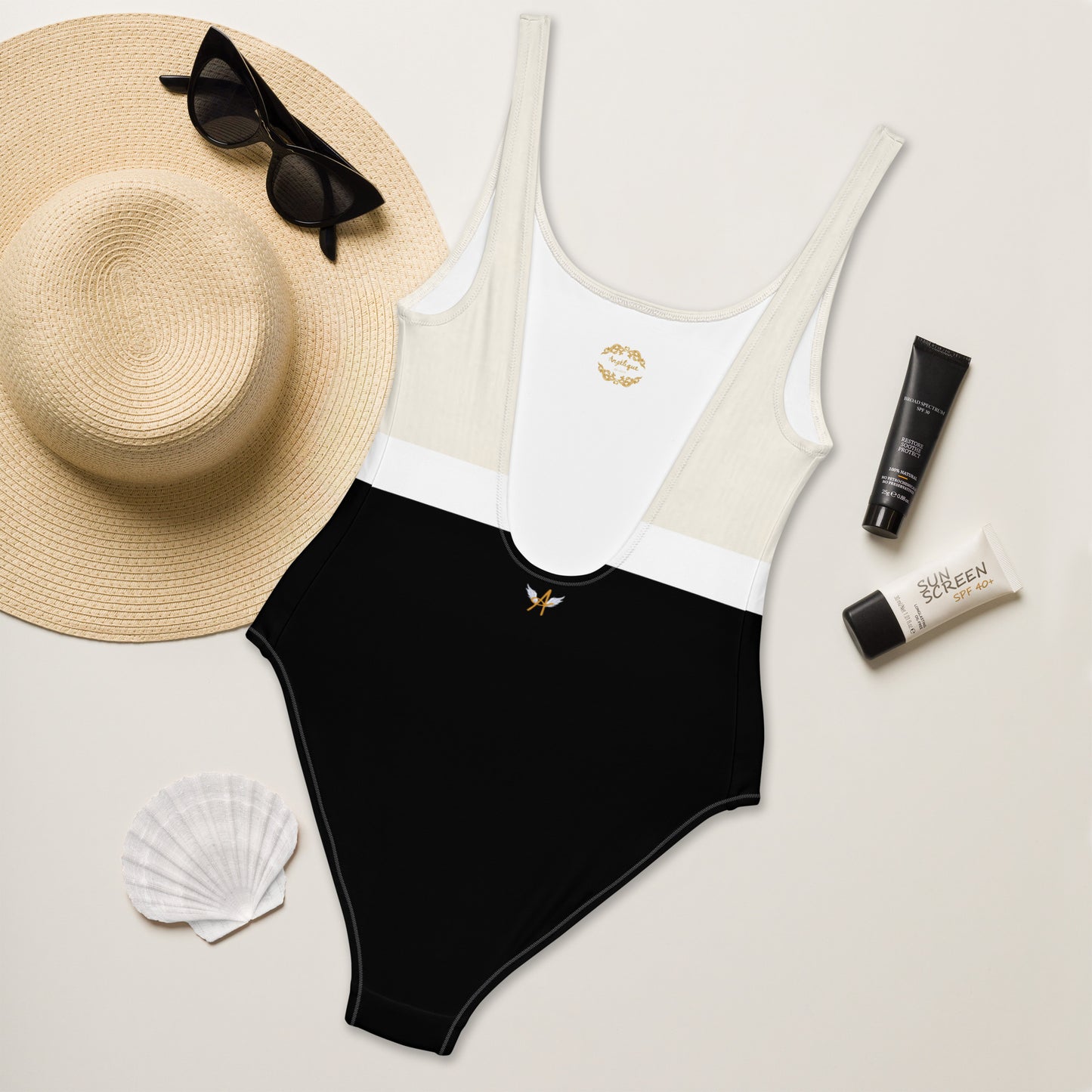 Monochrome Minimalist One-Piece Swimsuit