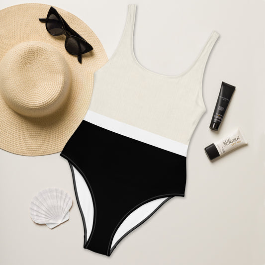 Monochrome Minimalist One-Piece Swimsuit