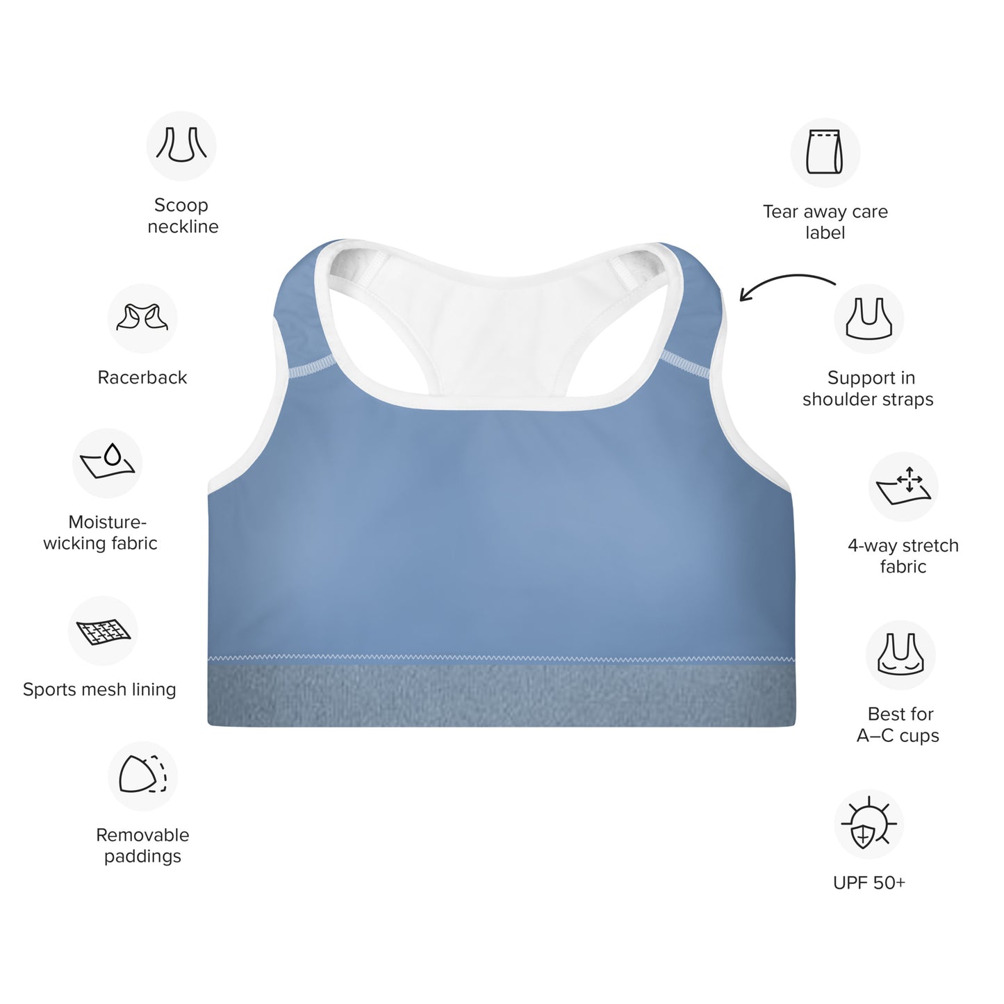 Angélique's Angel Dual Tone Cornflower Blue Padded Sports Bra