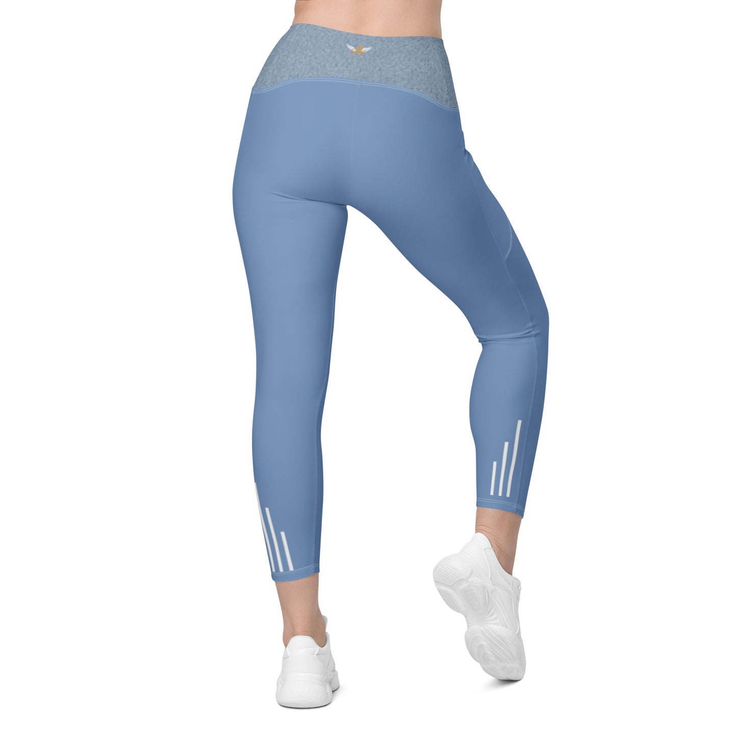 Angélique's Angel Sport Dual Tone Cornflower Blue Crossover Leggings With Pockets