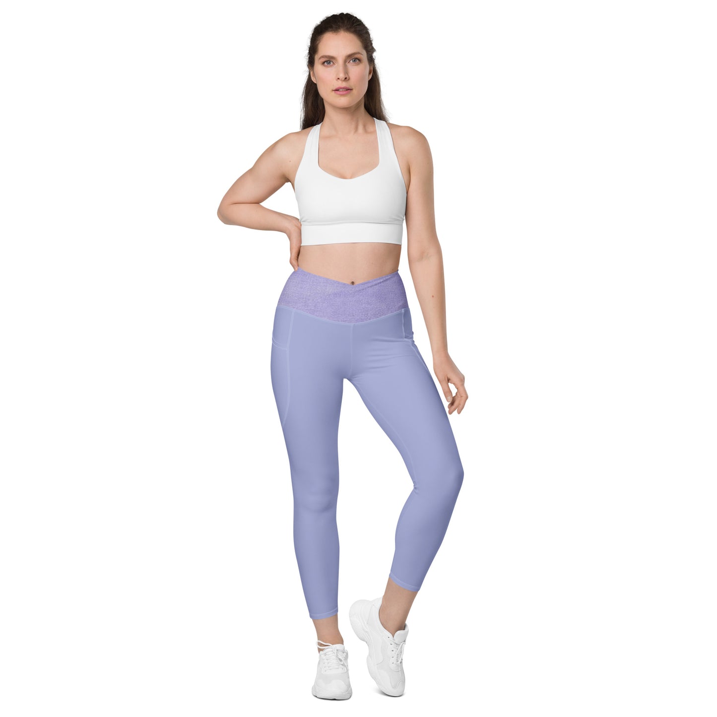 Angélique's Angel Sport Dual Tone Lilac Crossover Leggings With Pockets