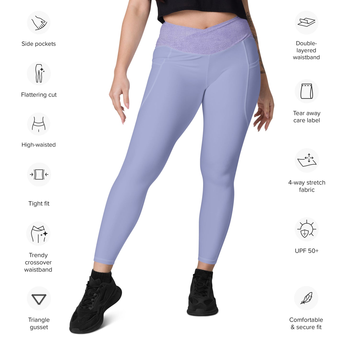 Angélique's Angel Sport Dual Tone Lilac Crossover Leggings With Pockets