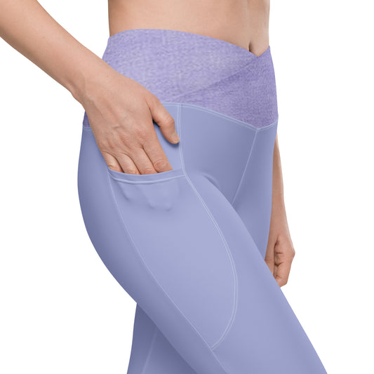 Angélique's Angel Sport Dual Tone Lilac Crossover Leggings With Pockets