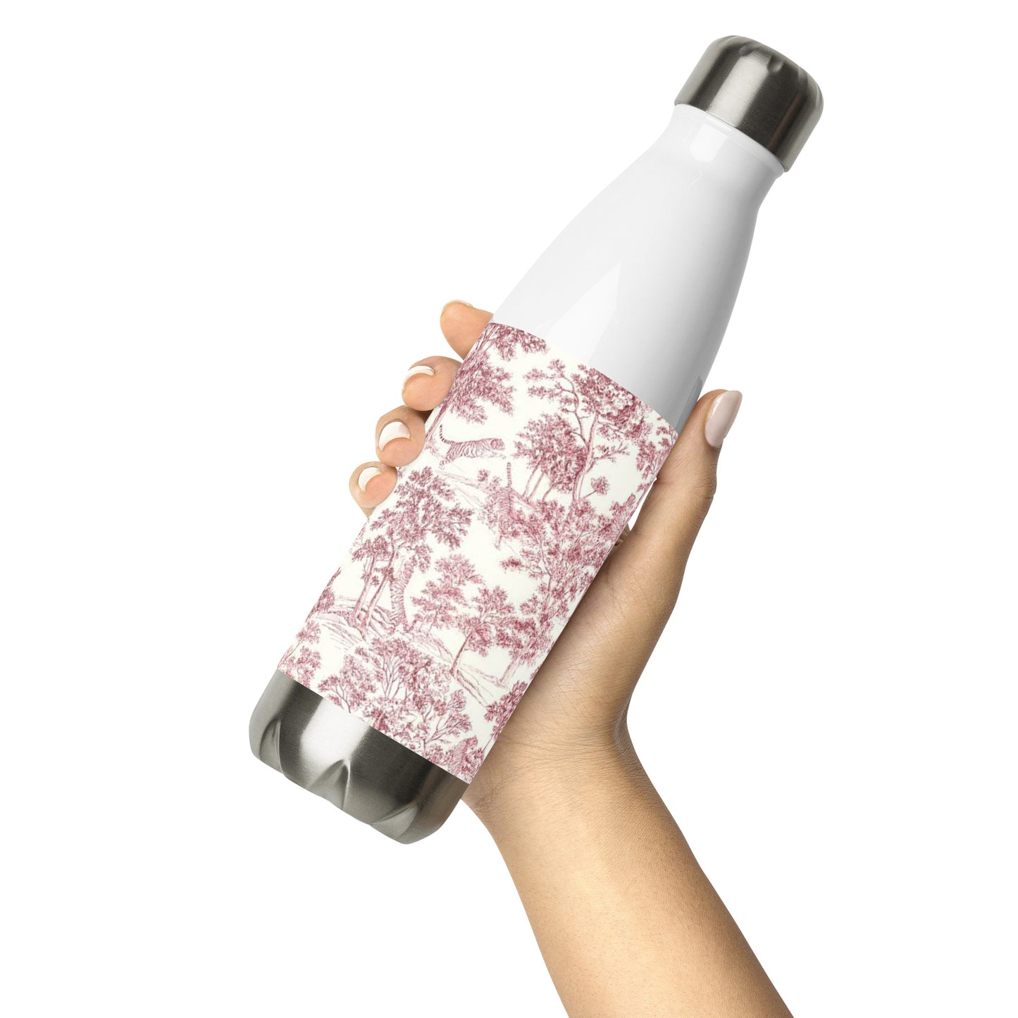 Rouge Toile De Jouy Stainless Steel Water Bottle