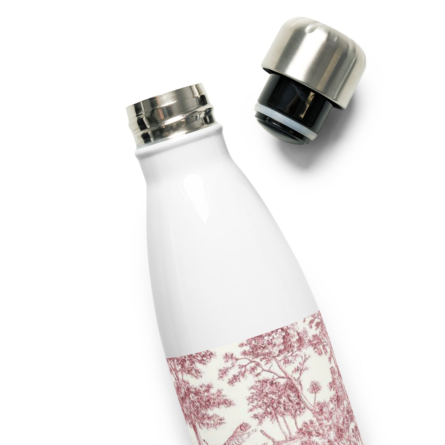 Rouge Toile De Jouy Stainless Steel Water Bottle