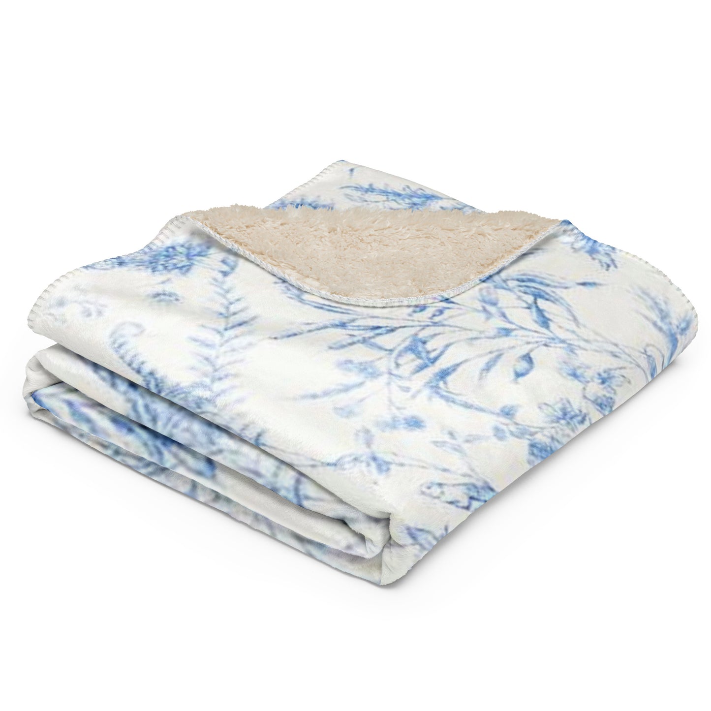 Bleu Toile Sherpa Blanket