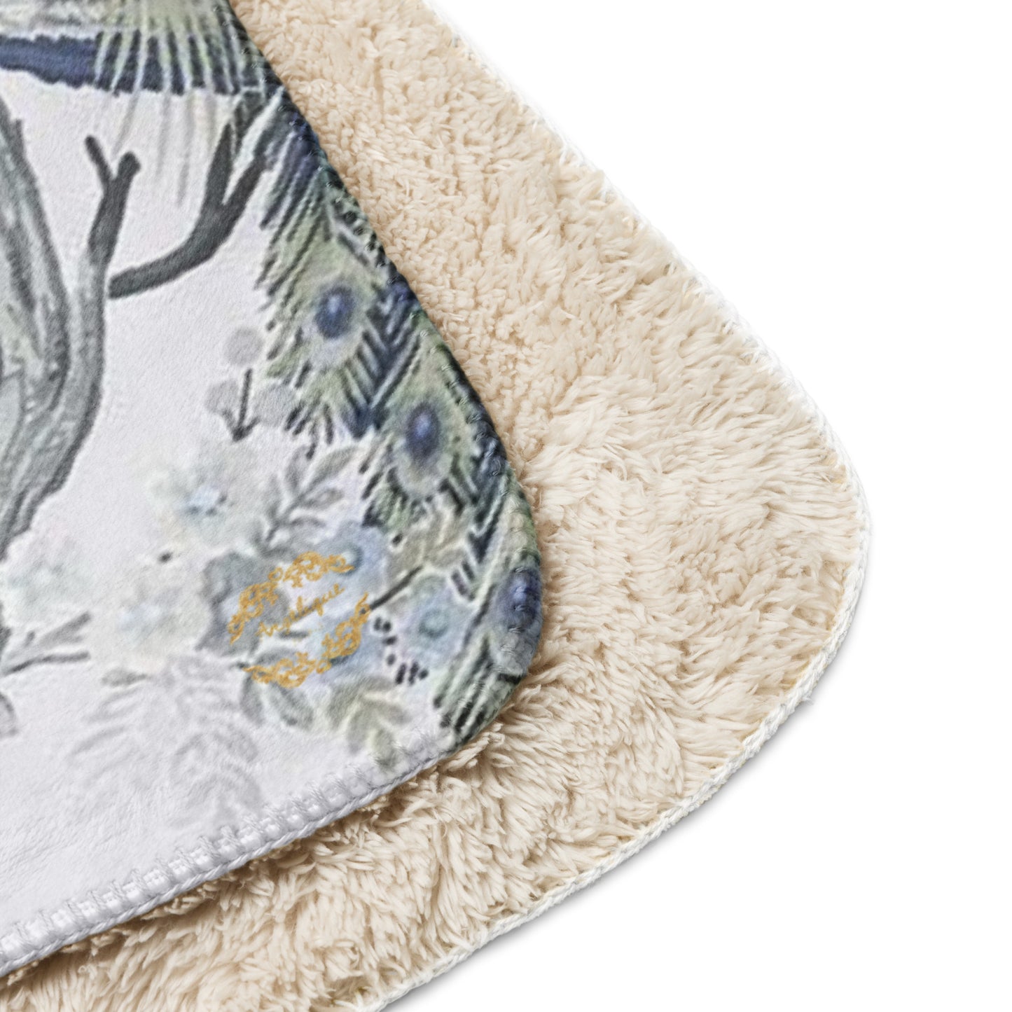 Peacocks Belvedere Midnight Sherpa Blanket