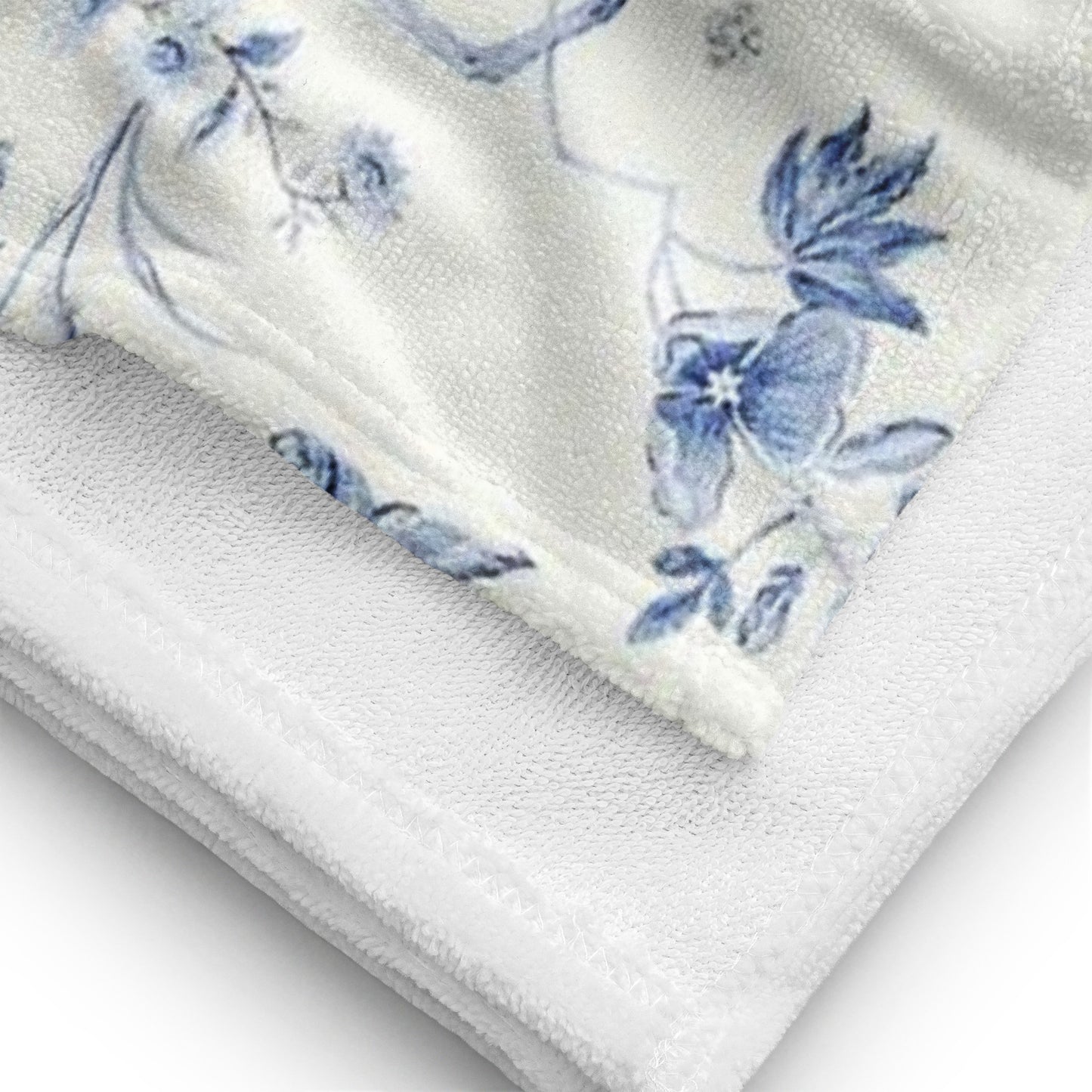 Oriental Bleu Floral Birds Towel